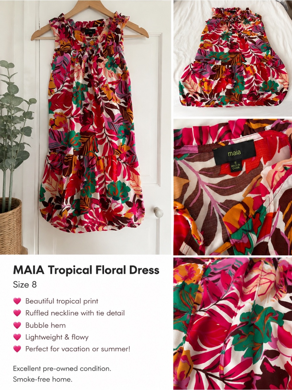MAIA Pink Tropical Floral Women’s dress